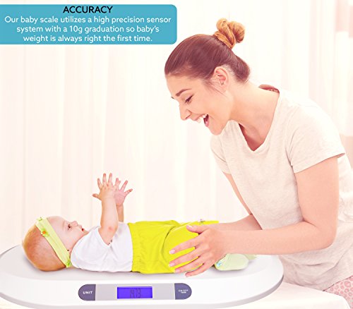 Smart Weigh Digitale Babywaage mit großem hintergrundbeleuchteten LCD-Display, 3 Wägemodi und Tara-Funktion, 20 kg/44 lb -