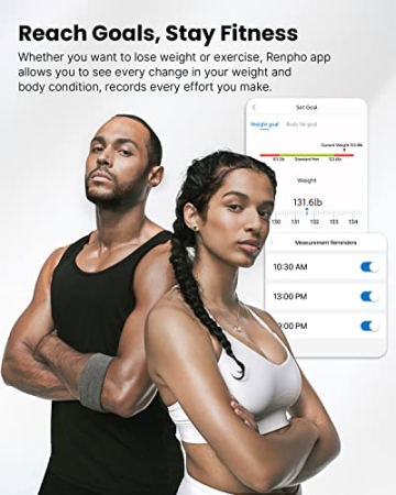 RENPHO Körperfettwaage, Bluetooth Personenwaage mit App, Smart Digitale Waage für Körperfett, BMI, Gewicht, Muskelmasse, Wasser, Protein, BMR, Weiß - 8